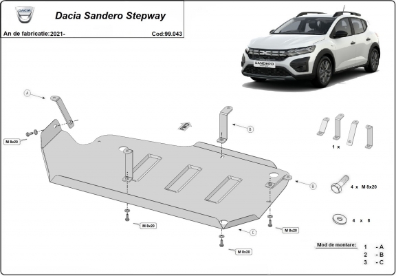 Cache de protection de réservoir Dacia Sandero Stepway