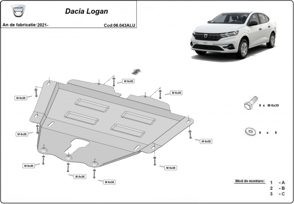Aluminium cache sous moteur et de la boîte de vitesse Dacia Logan