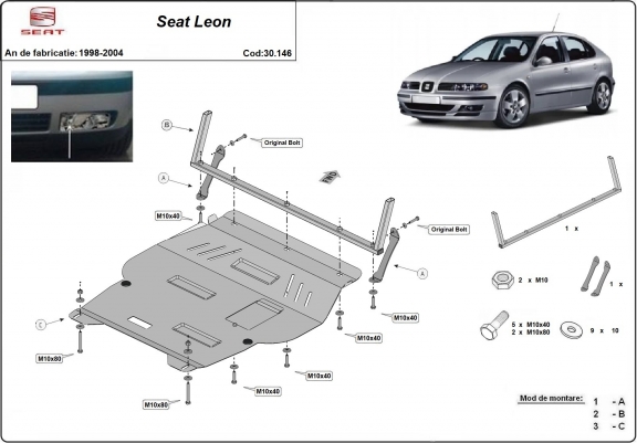 Cache sous moteur et de la boîte de vitesse Seat Leon Mk1