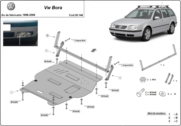 Cache sous moteur et de la boîte de vitesse VW Bora