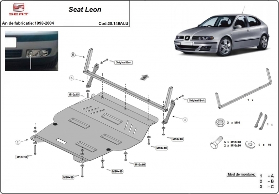 Cache sous moteur et de la boîte de vitesse en aluminium Seat Leon
