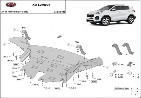 Cache sous moteur et de la boîte de vitesse Kia Sportage
