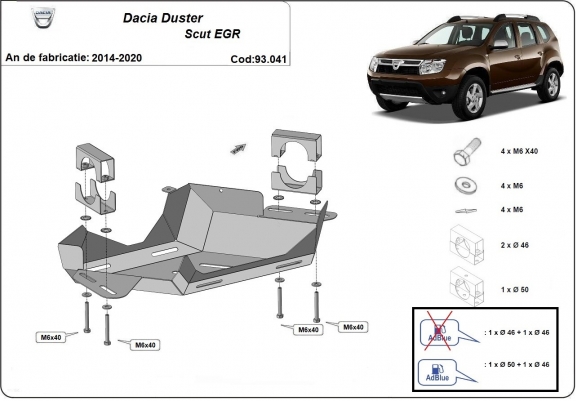 Cache de protection Vanne EGR Dacia Duster