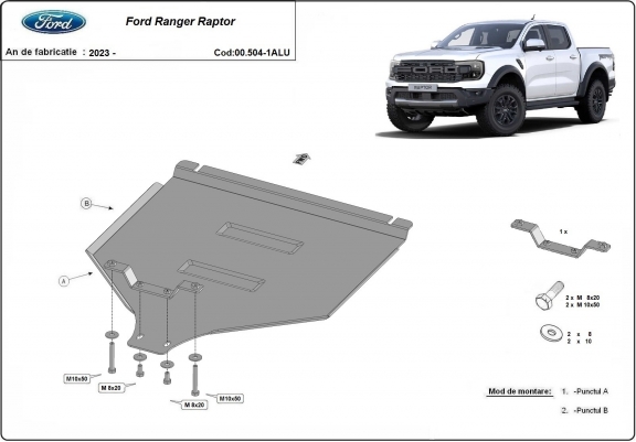 Cache de protection aluminium de la boîte de vitesse Ford Ranger Raptor