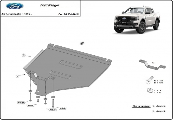 Cache de protection aluminium de la boîte de vitesse Ford Ranger