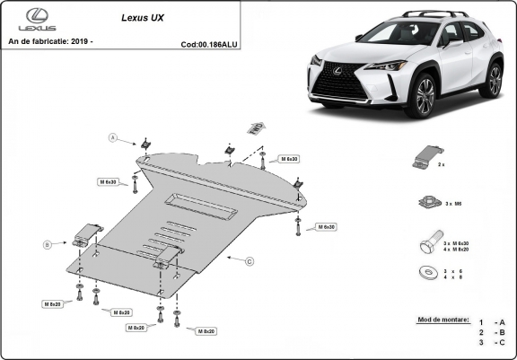 Protection convertisseur catalytique/cat lock  en aluminium Lexus UX