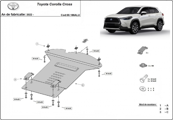 Protection convertisseur catalytique/cat lock  en aluminium Toyota Corolla Cross