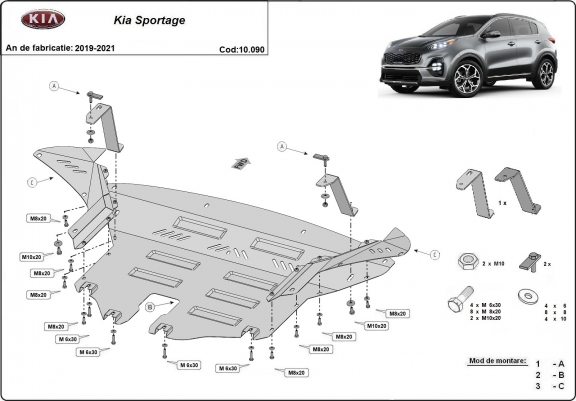 Cache sous moteur et de la boîte de vitesse Kia Sportage