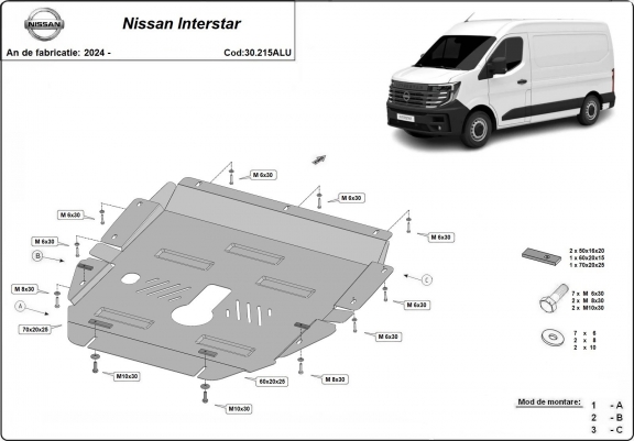 Cache sous moteur et de la boîte de vitesse Nissan Interstar Aluminium