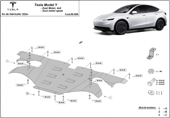 Protection moteur arrière pour Tesla Model Y AWD