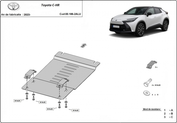 Protection convertisseur catalytique/cat lock  en aluminium Toyota C-HR
