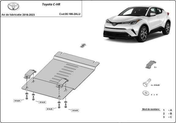 Protection convertisseur catalytique/cat lock  en aluminium Toyota C-HR