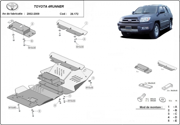Cache sous moteur et de la radiateur Toyota 4Runner