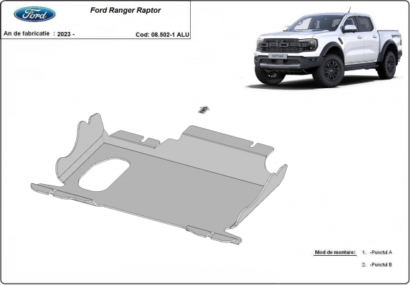 Cache sous moteur et de la boîte de vitesse Ford Ranger Raptor Aluminium