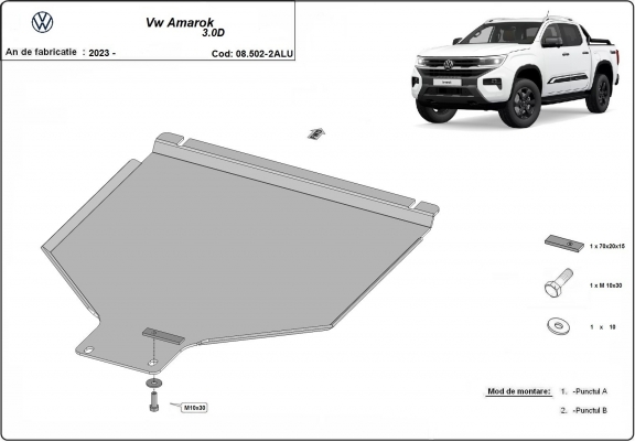 Cache de protection aluminium de la boîte de vitesse Volkswagen Amarok
