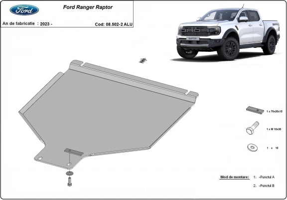 Cache de protection aluminium de la boîte de vitesse Ford Ranger Raptor