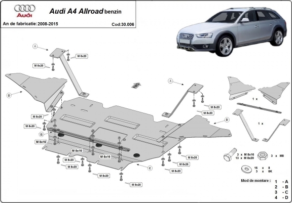 Cache sous moteur et de la radiateur Audi A4 B8 All Road petrol