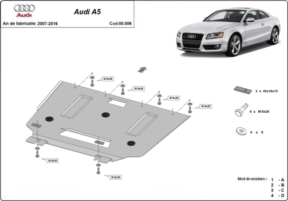 Cache de protection de la boîte de vitesse Audi A5