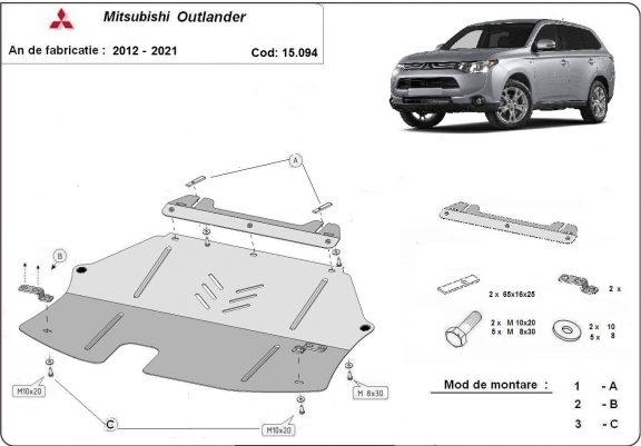 Cache sous moteur et de la boîte de vitesse Mitsubishi Outlander