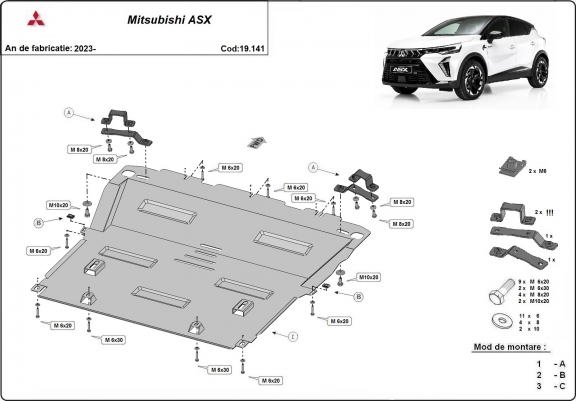 Cache sous moteur et de la boîte de vitesse Mitsubishi ASX