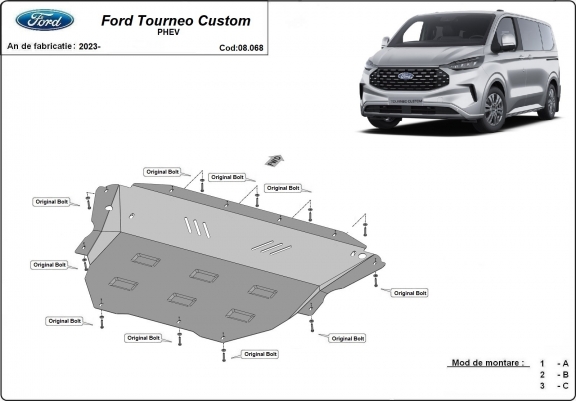 Cache sous moteur et de la boîte de vitesse Ford Tourneo Custom PHEV