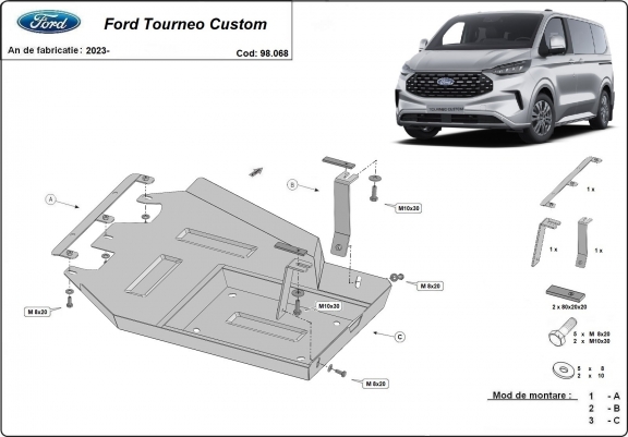 Cache de protection réservoir AdBlue Ford Tourneo Custom