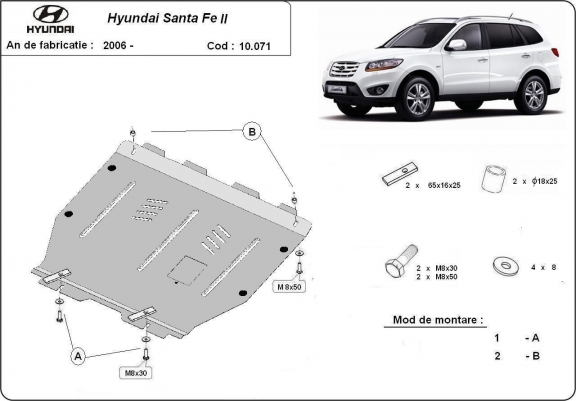 Cache sous moteur et de la boîte de vitesse Hyundai Santa Fe