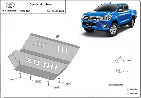 Cache de protection de radiateur Toyota Hilux Revo - Aluminium