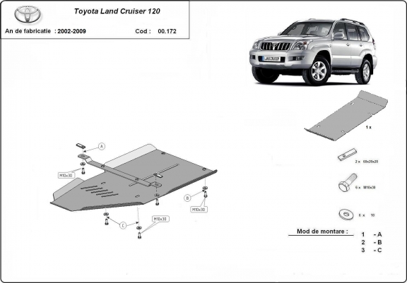 Cache de protection de la boîte de vitesse Toyota Land Cruiser J120