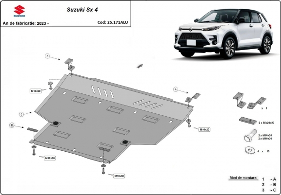 Cache sous moteur Suzuki SX 4 - forfait promotionnel aluminium
