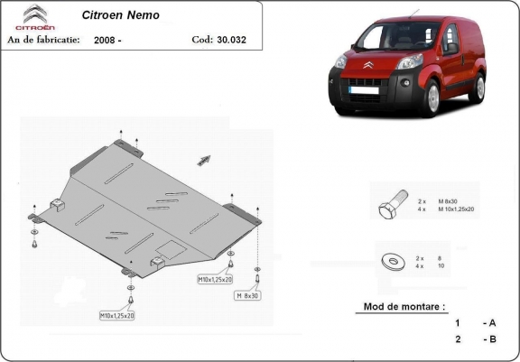 Cache sous moteur et de la boîte de vitesse Citroen Nemo