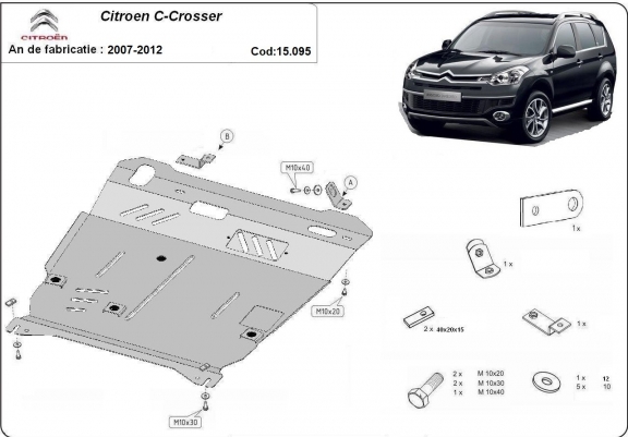 Cache sous moteur et de la boîte de vitesse Citroen C - Crosser