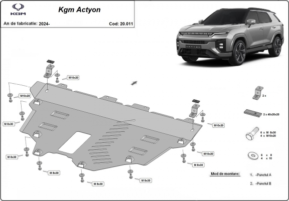Cache sous moteur et de la radiateur KGM Actyon