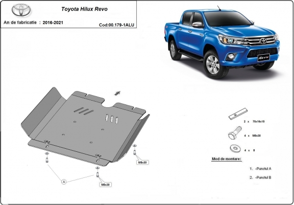 Cache de protection aluminium de la boîte de vitesse Toyota Hilux Revo