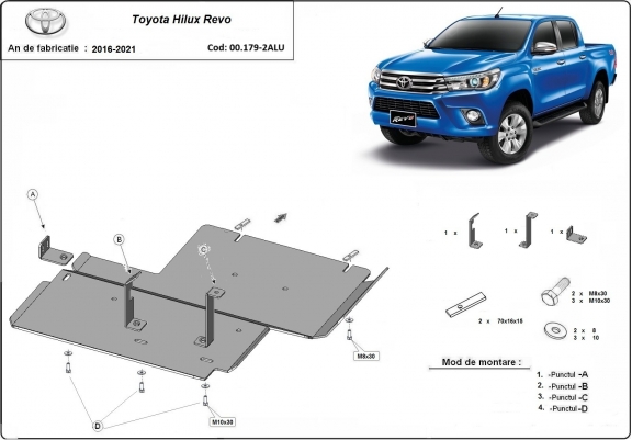 Cache de protection du différentiel  Toyota Hilux Revo - Aluminium