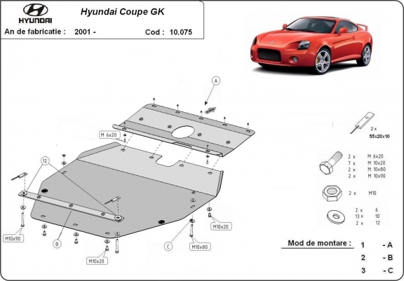 Cache sous moteur et de la boîte de vitesse Hyundai Coupé Gk