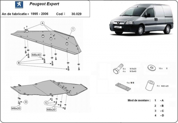 Cache sous moteur et de la boîte de vitesse Peugeot Expert