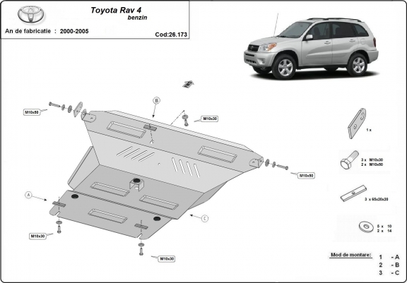 Cache sous moteur et de la boîte de vitesse Toyota Rav4