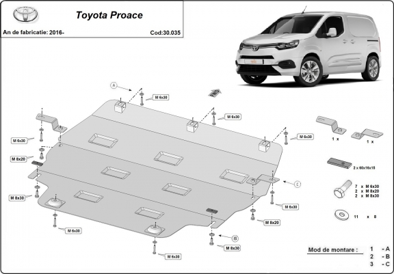 Cache sous moteur et de la boîte de vitesse Toyota Proace