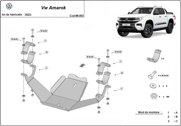 Cache de protection du différentiel Volkswagen Amarok