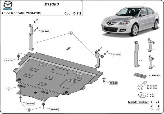 Cache sous moteur et de la boîte de vitesse Mazda 3