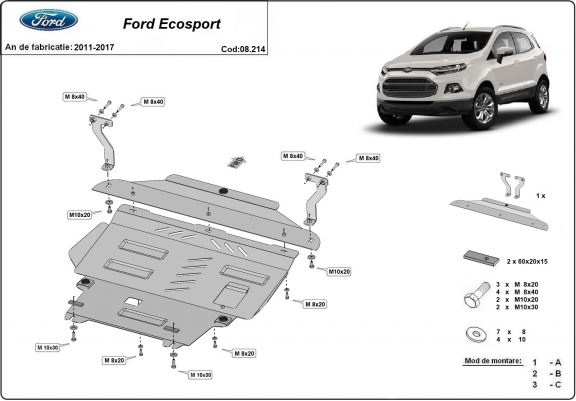 Cache sous moteur et de la boîte de vitesse Ford EcoSport
