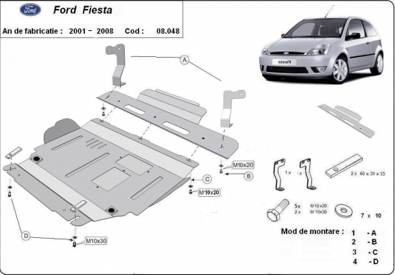 Cache sous moteur et de la boîte de vitesse Ford Fiesta