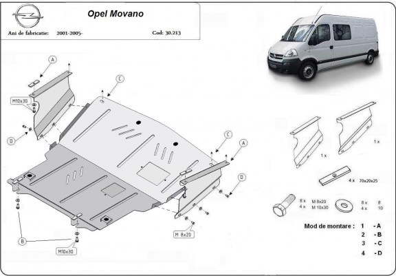 Cache sous moteur et de la boîte de vitesse Opel Movano A 