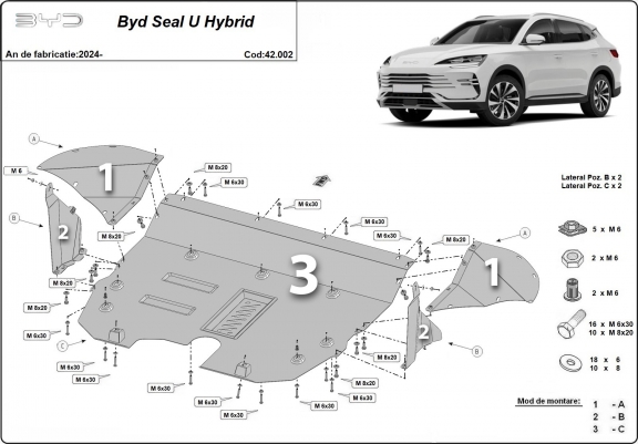 Cache sous moteur et de la boîte de vitesse BYD Seal U DM-i