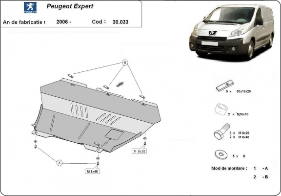 Cache sous moteur et de la boîte de vitesse Peugeot Expert
