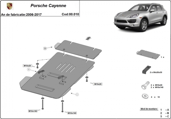 Cache de protection de la boîte de vitesse  Porsche Cayenne