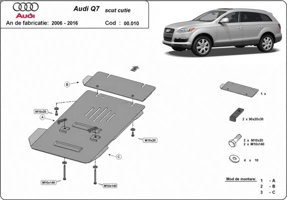 Cache de protection de la boîte de vitesse Audi Q7