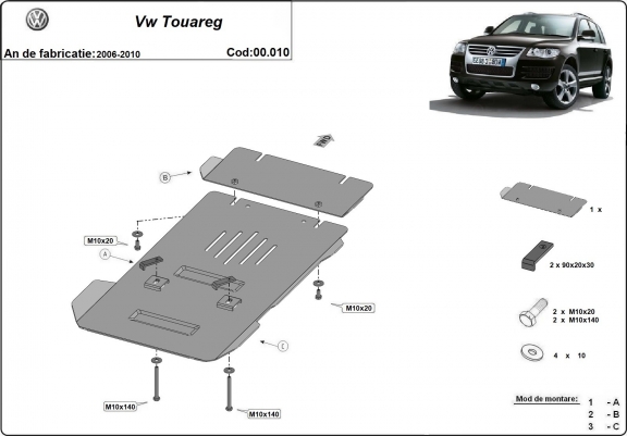 Cache de protection de la boîte de vitesse Volkswagen Touareg 7L  