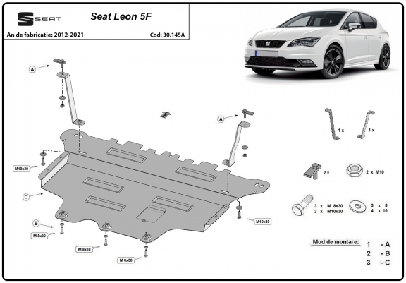 Cache sous moteur et de la boîte de vitesse Seat Leon Mk3 